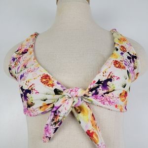 Martha Rey Anthropologie Tie Front Floral Bikini Top XS
